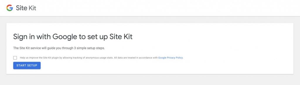 Mit einem Google Account einloggen, um das Site Kit Plugin für WordPress einzurichten.