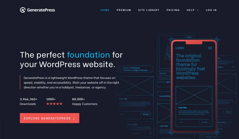 GeneratePress WordPress theme focus on loading times, stability and accessibility