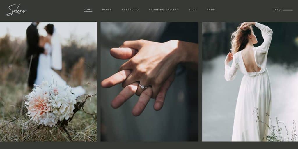 The WordPress template for wedding photographers offers a bunch of design choices