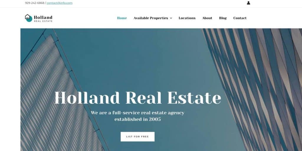 The real estate template is one of many designs of Astra theme