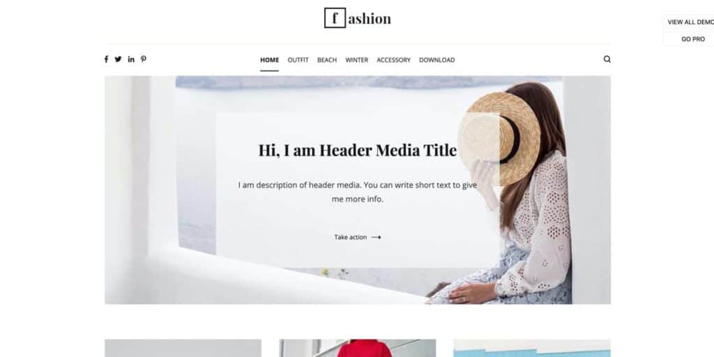Cenote is a great free choice of a WordPress theme for fashion bloggers