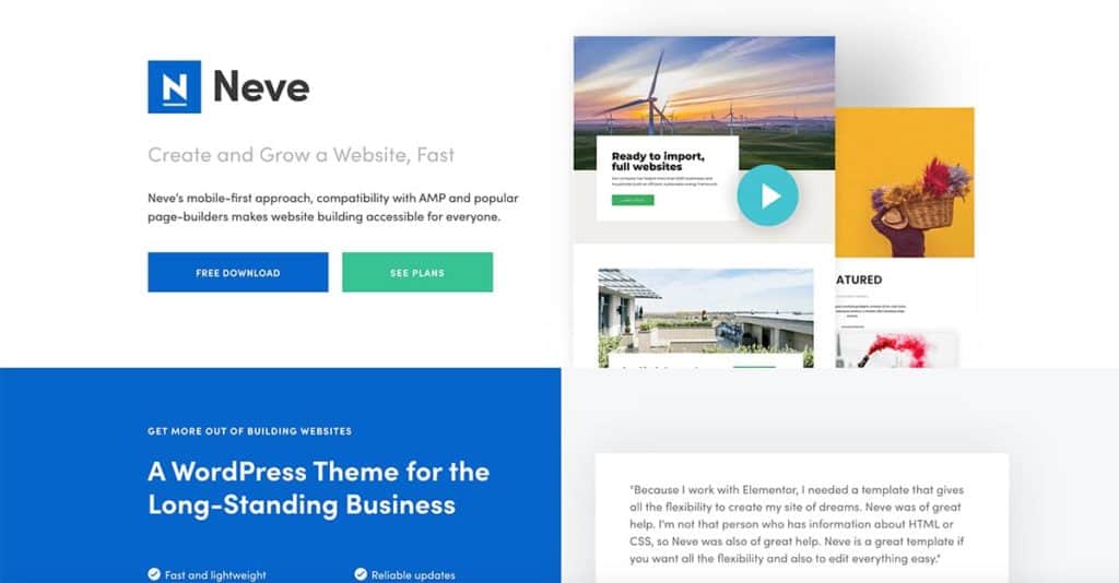 Neve is one of the best known free WordPress themes