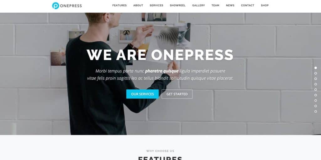 The only free one page WordPress theme on our list