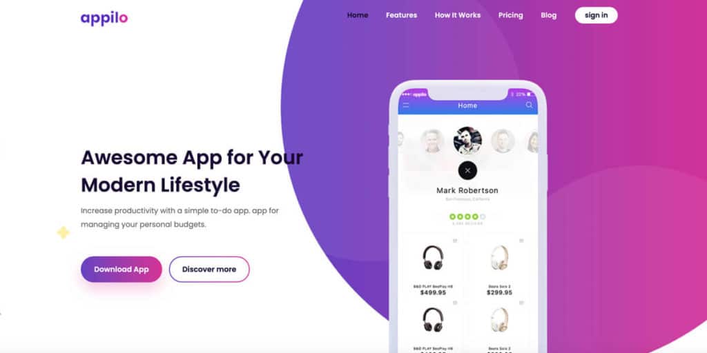 Appilo is a landing page template for mobile apps and digital products