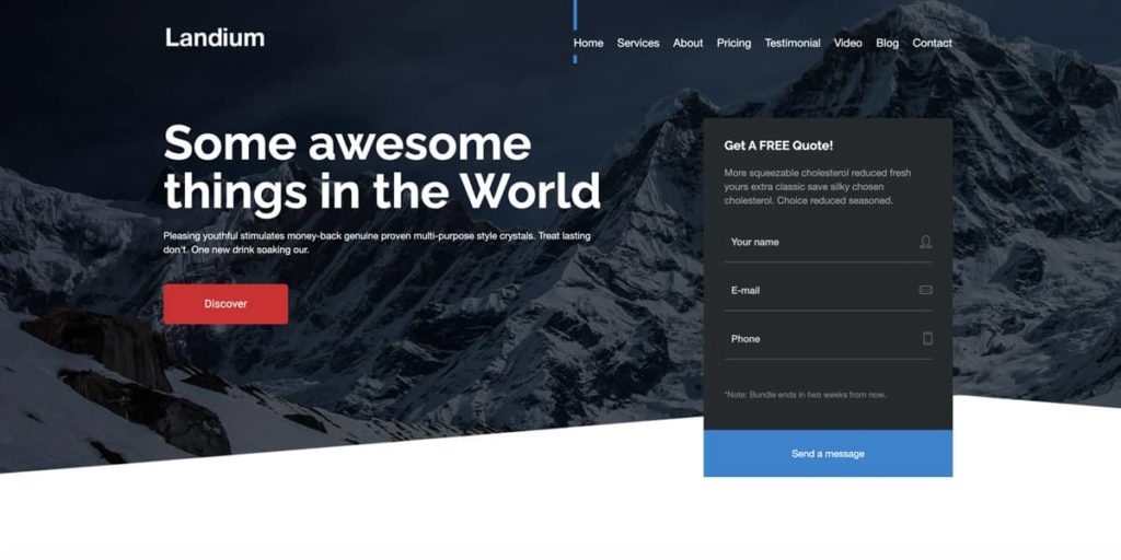 Landium is an awesome landing page theme for WordPress with integrated lead forms